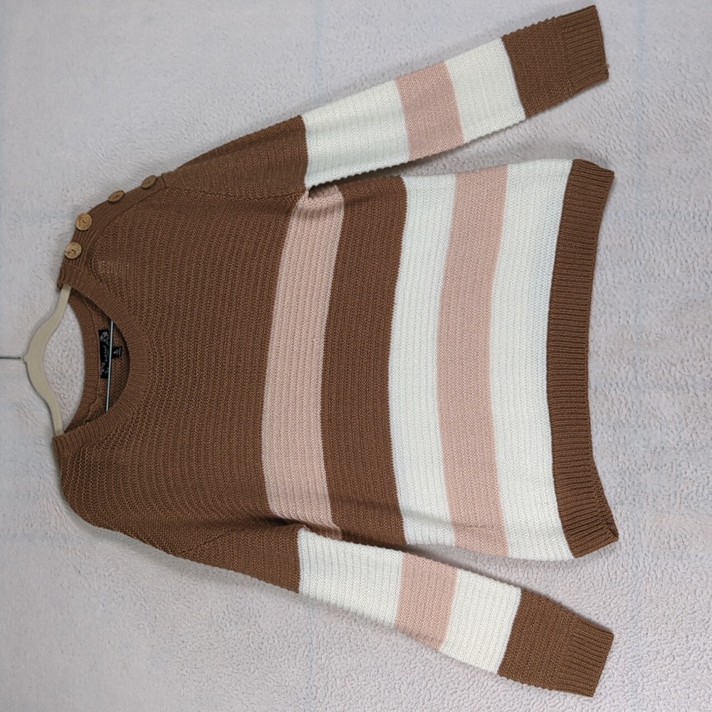 Derek Heart Maternity Women's Striped Colorblock Knit‎ Sweater Size S